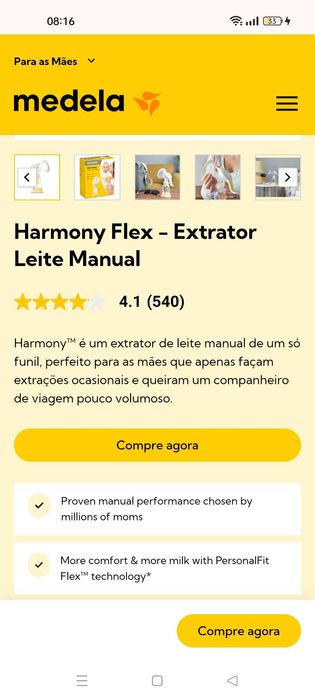 Bomba extracao leite manual Medela