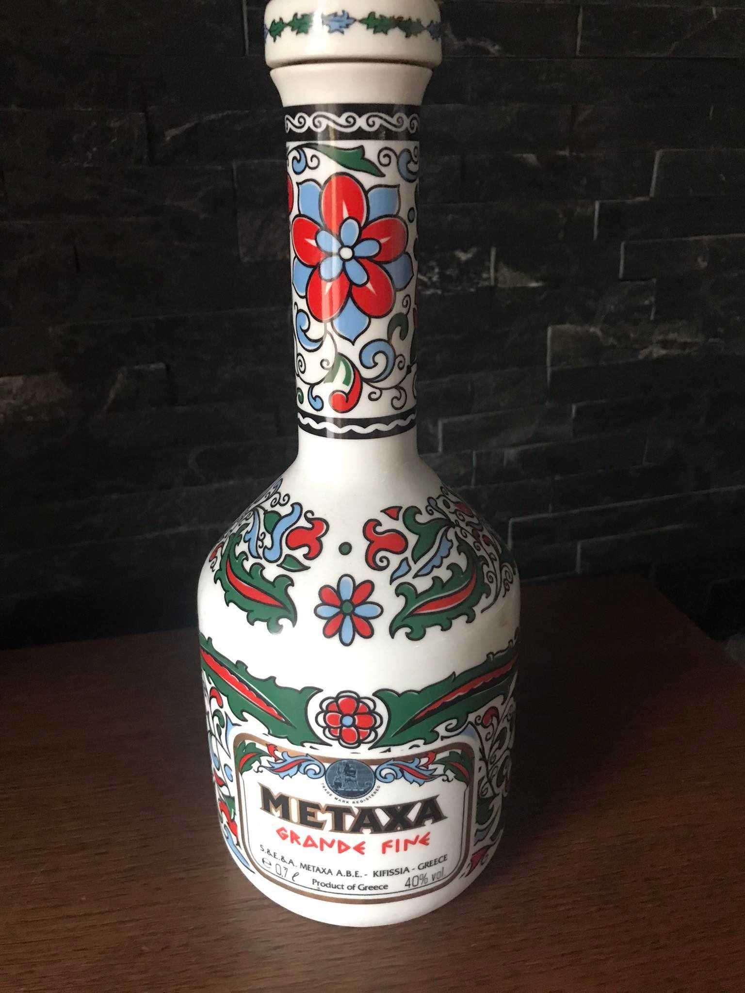 Porcelanowa karafka butelka na alkohol Grecja ręczna robota