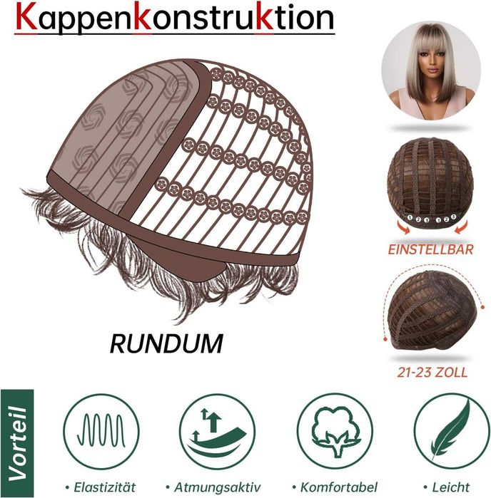 Peruka Ombre Blond Brązowa Bob