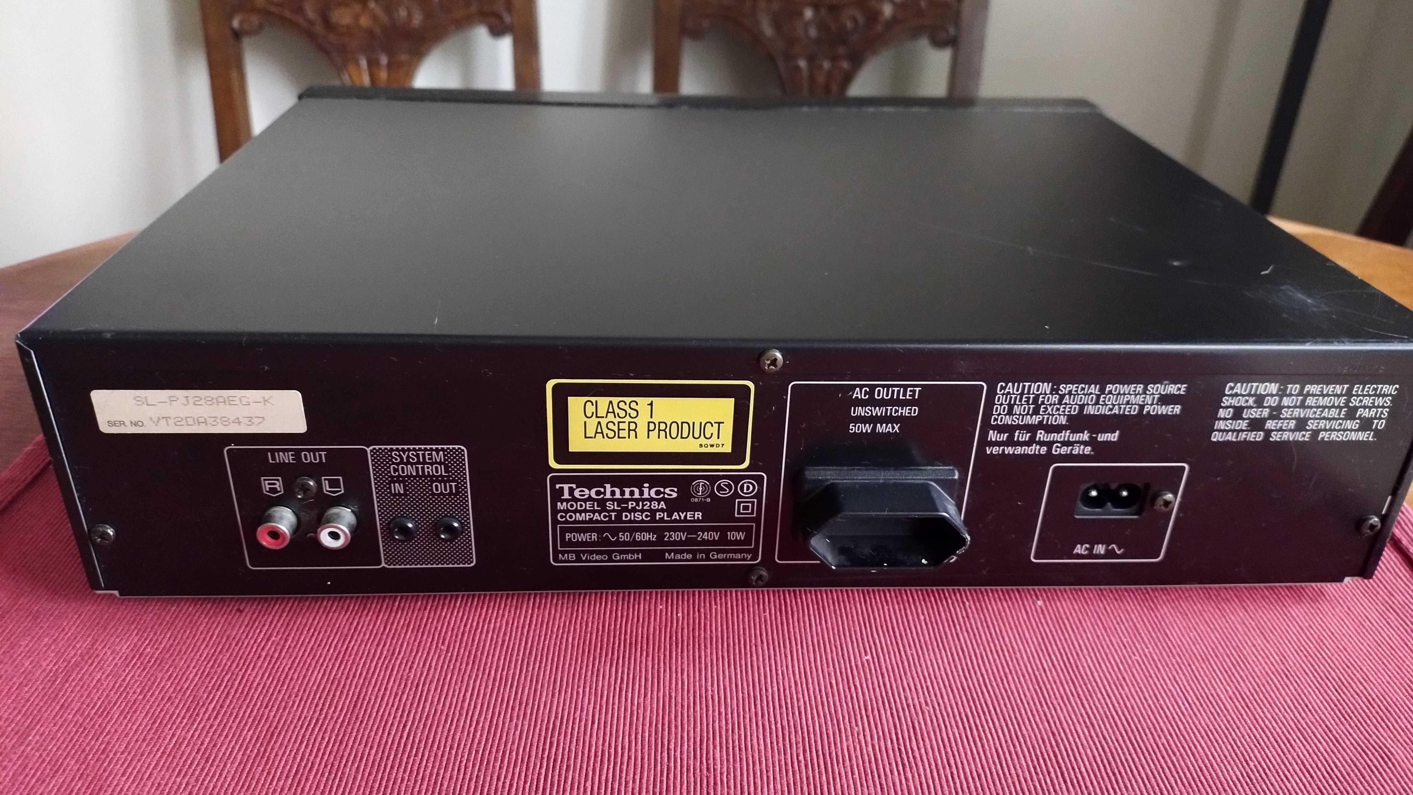 Odtwarzacz CD Technics SL-PJ28A czarny - uszkodzony laser.