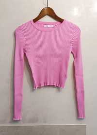 Krótki różowy sweterek Sinsay M wiskoza crop top Barbie