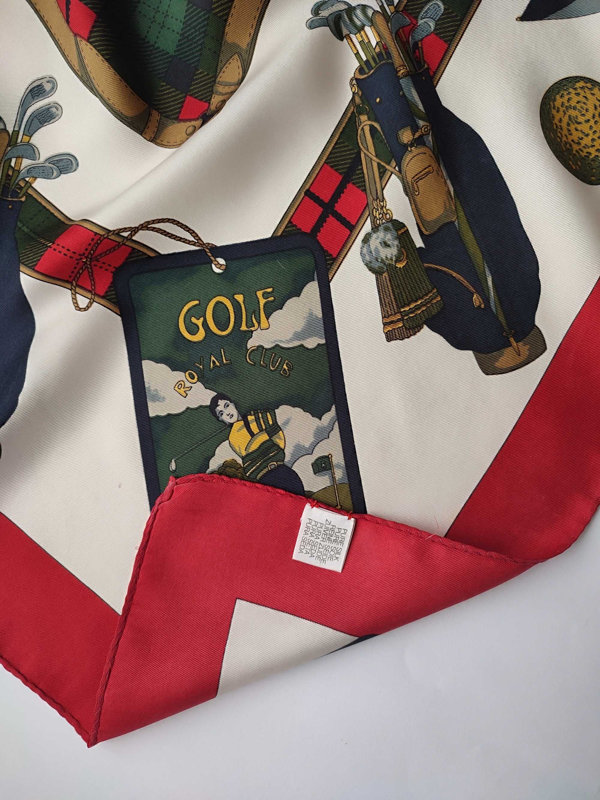 Винтажный шотландский шелковый платок Golf Royal club