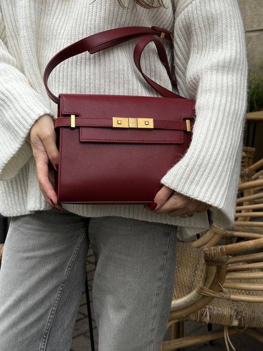 Сумка YSL Yves Saint Laurent Manhattan Medium бургунді,коричнева,чорна