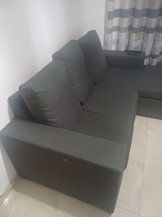 Sofa chaise longue preto 190x150