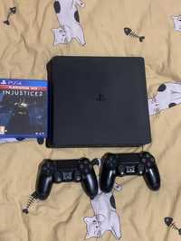 Ps4 slim + джойстики+диск с Injuctice 2