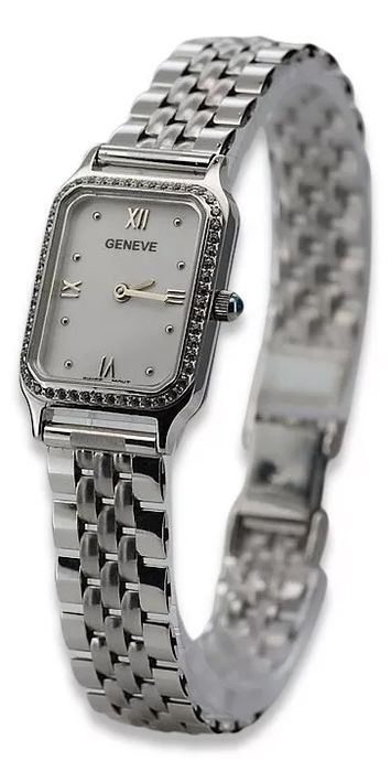 Damski zegarek z białego złota 14k z BRYLANTAMI lwd055wdw&lbw008w Wawa