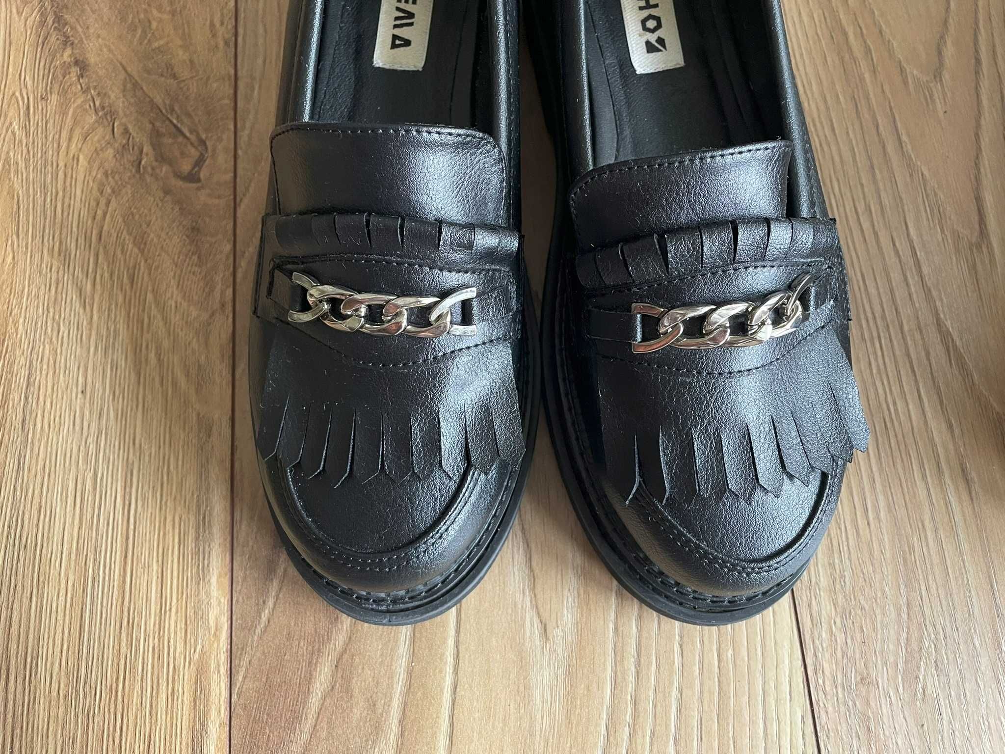 Chunky Loafers Black czarne mokasyny wegańskie Bohema Clothing