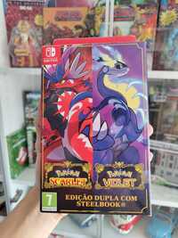 Nintendo Switch Pokémon Scarlet/Pokémon Violet Edição Dupla Steelbook