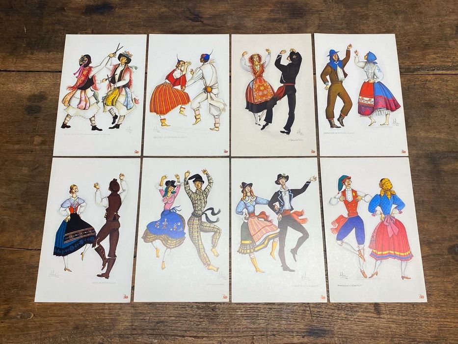 Colecção 8 Postais Ilustrados TAP , antigos , anos 60