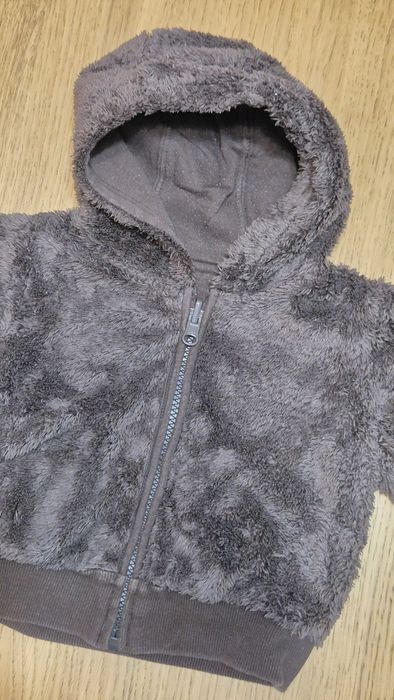 037 U bluza gruba ciepła a la kurtka dwustronna puchata h&m 56-62