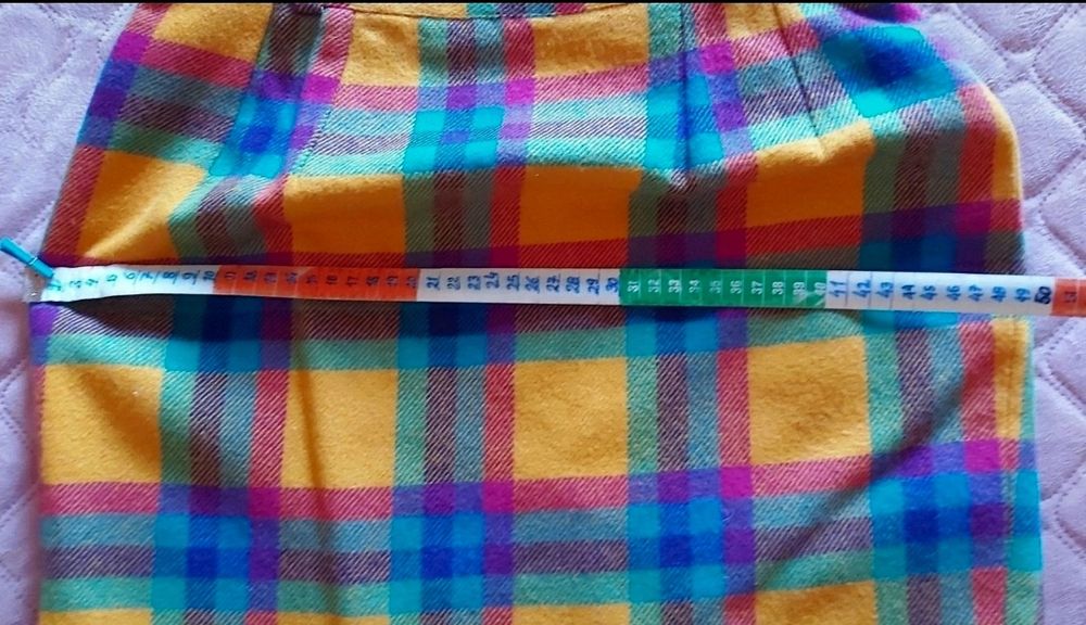 Fato xadrez vintage, casaco + saia + calções + cinto