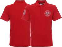 Koszulka Polo ratownicza czerwona męska odblaskowa Funkcyjna - nadruk