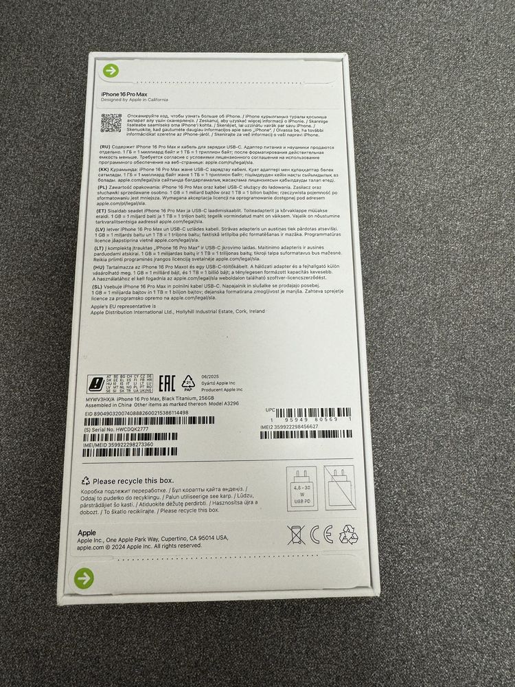 Iphone 16 pro max 256 gb czarny black titanium