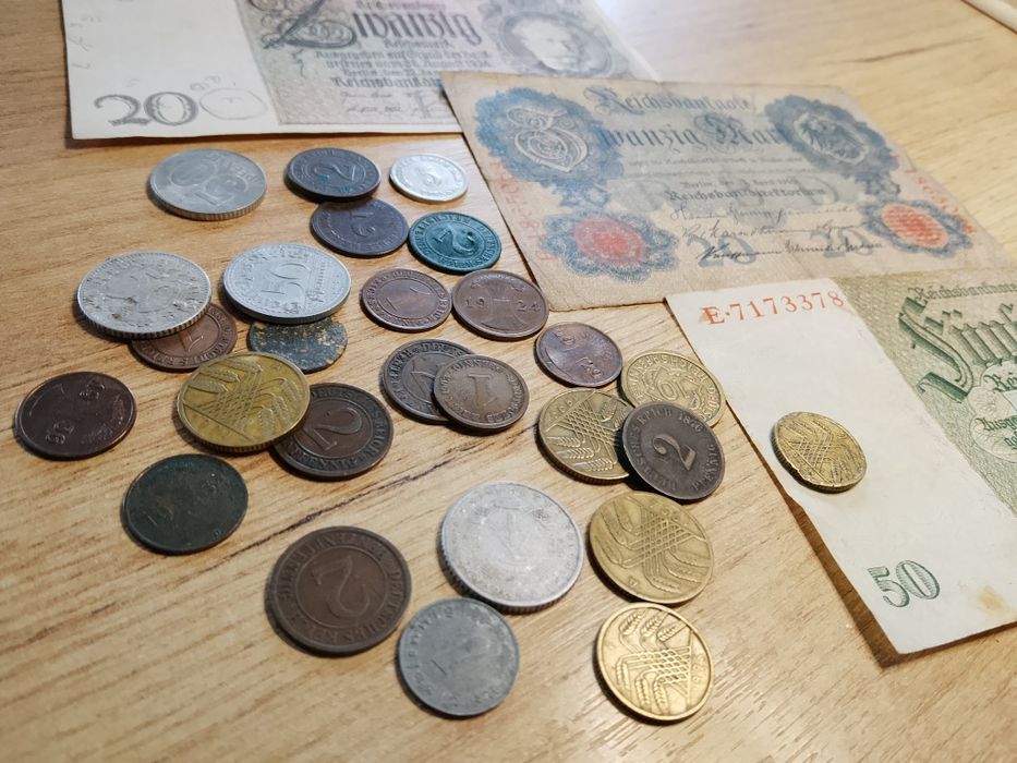 Monety Przedwojenne + Banknoty Cesarstwo Niemieckie Weimar III Rzesza