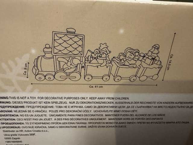 Dekoracyjny pociąg świąteczny, piernikowy, ceramiczny 41cm Nowy