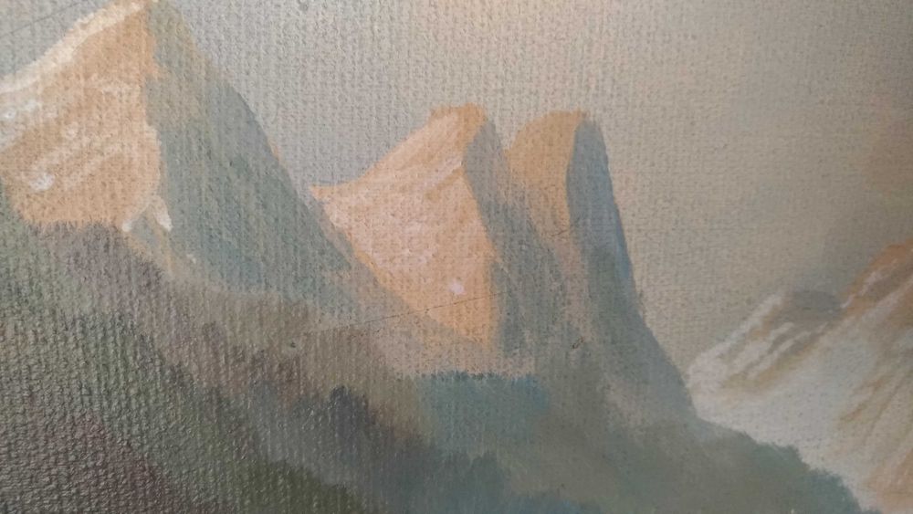 Sygnowany obraz olejny pejzaż górski