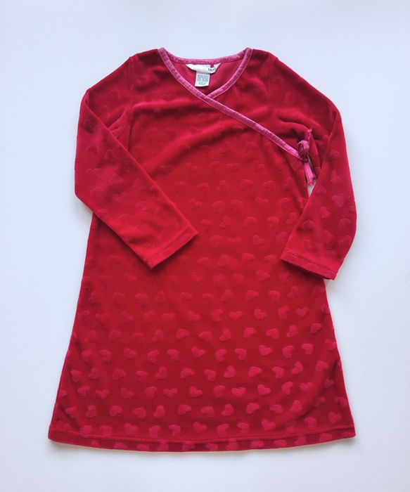 Japońska sukienka welurowa w serduszka H&M 104 Walentynki Święta