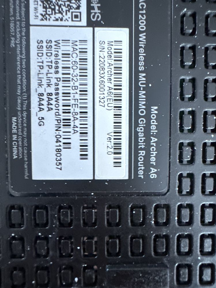 Router TP-Link Archer A6 AC1200 – sprawny, z zasilaczem