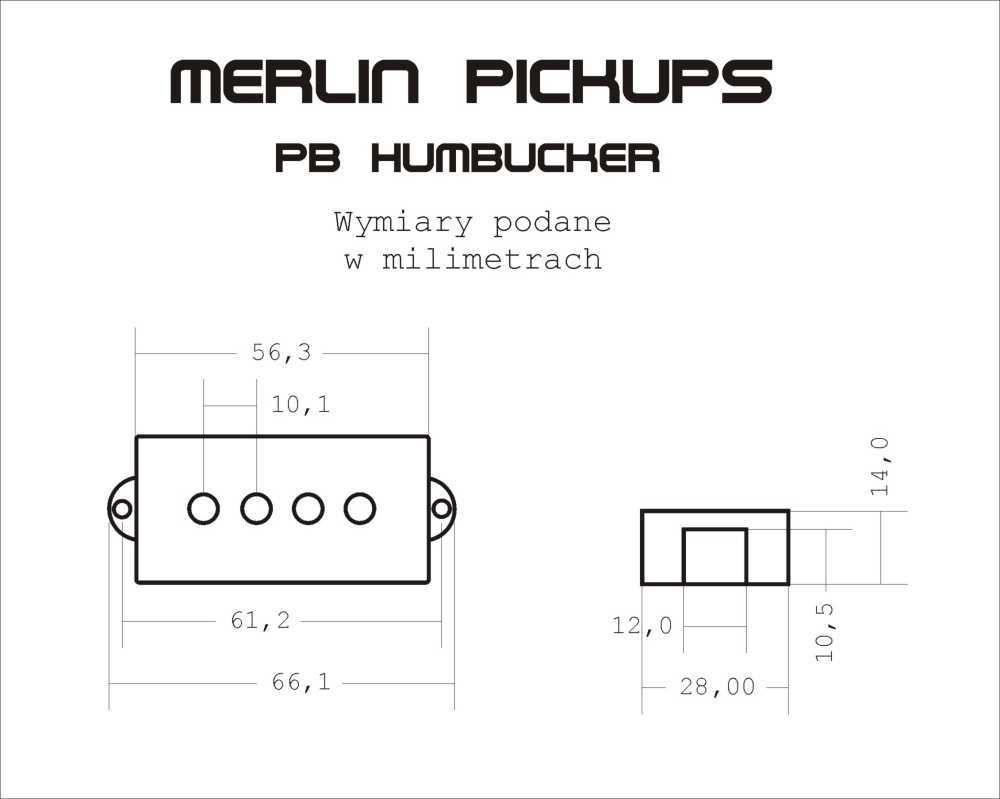 Merlin PB Humbucker przystawka do gitary basowej Merlin Pickups