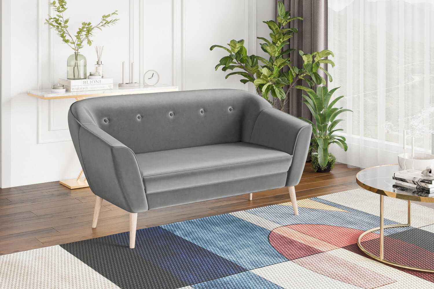Sofa w stylu skandynawskim na drewnianych nóżkach do salonu DIMA