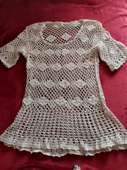 Ażurowa tunika dziergana