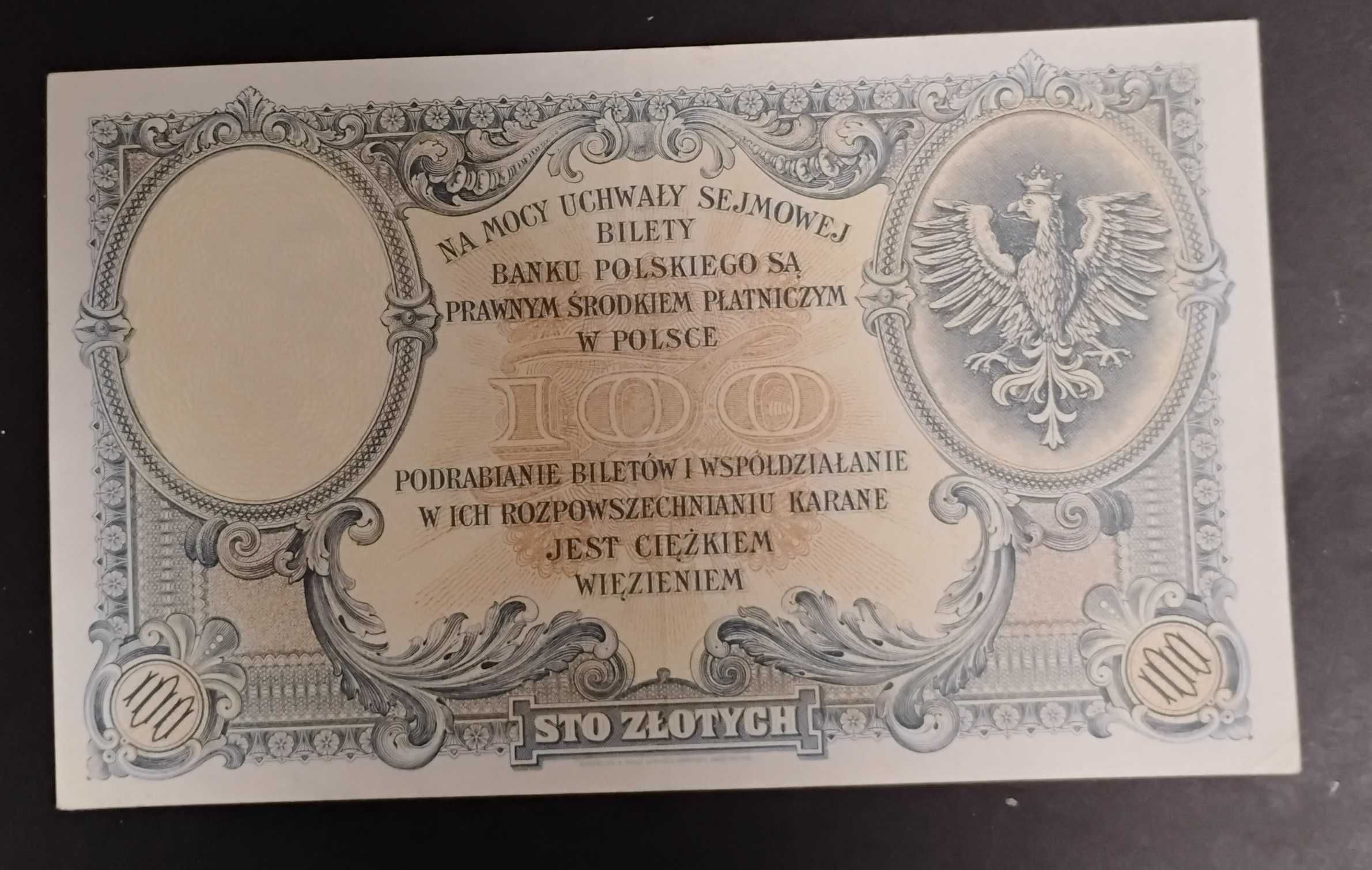 Banknot II RP 100 złotych 1919 r. stan 2+ naturalny