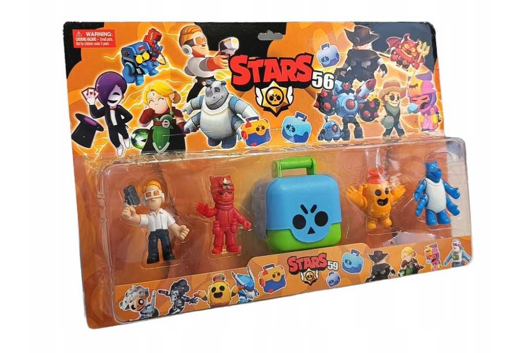 Zestaw Figurki Brawl Stars 5 sztuk plus Skrzynia Kuferek - firma PL