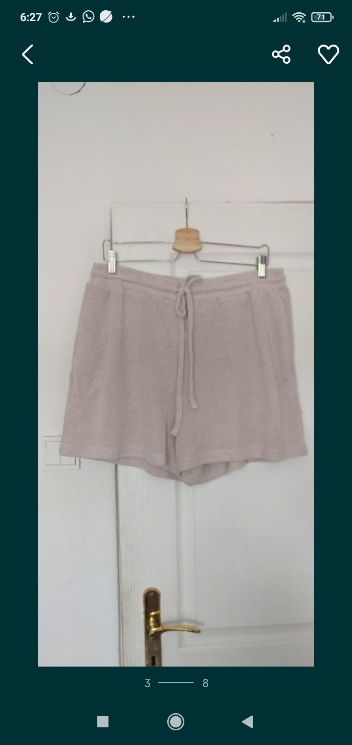 Krótkie shorty H&M dzianina 42 44 spodenki szorty dzianinowe taupe XL