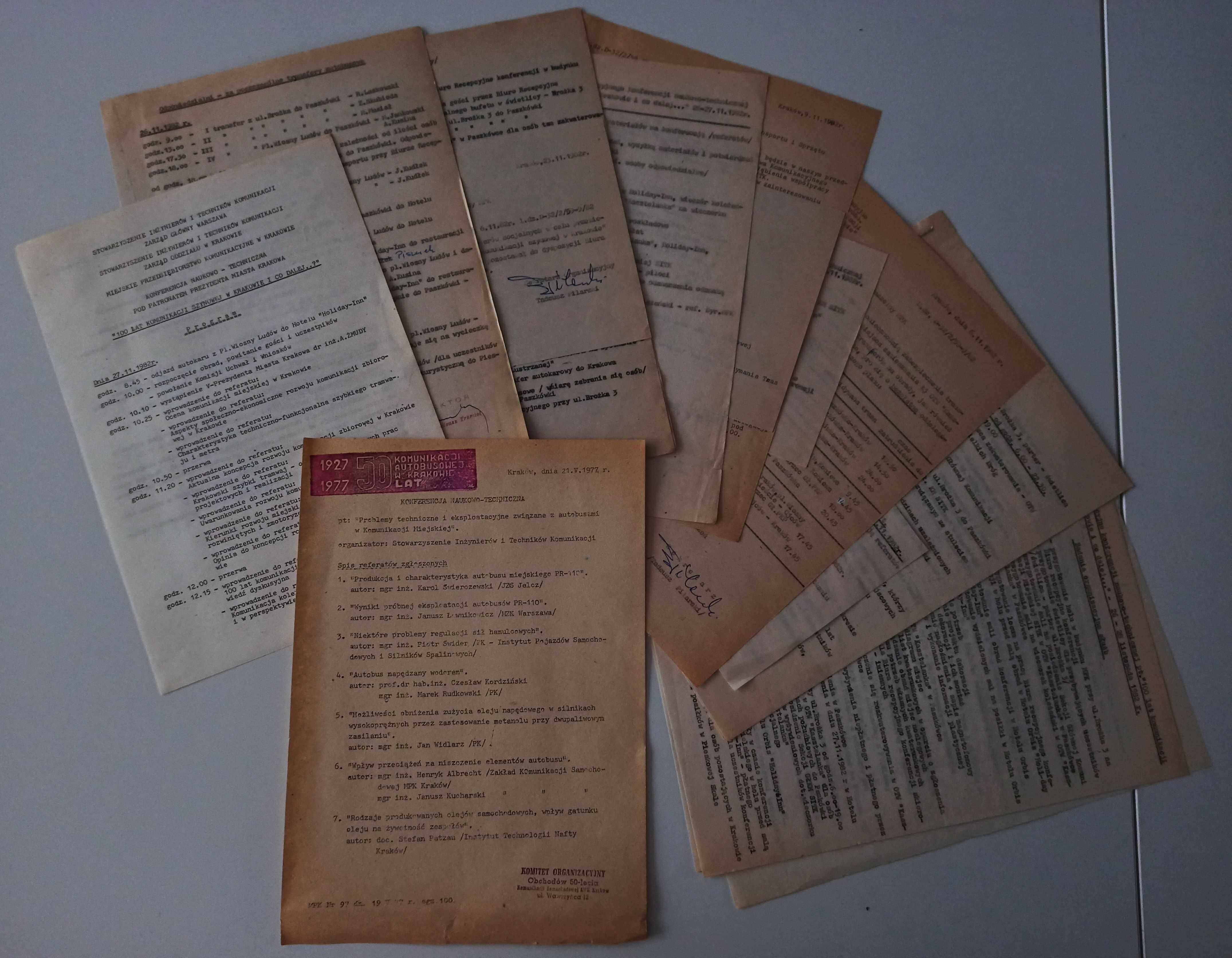 stare dokumenty zaproszenia programy konferencji MPK w Krakowie `70 80