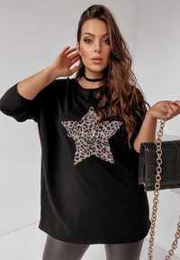 LUX LUNA New Style Oversizowa bluzka Bluza z gwiazdą ONE SIZE