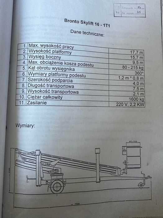 Podnośnik koszowy / podest ruchomy z przyczepą
