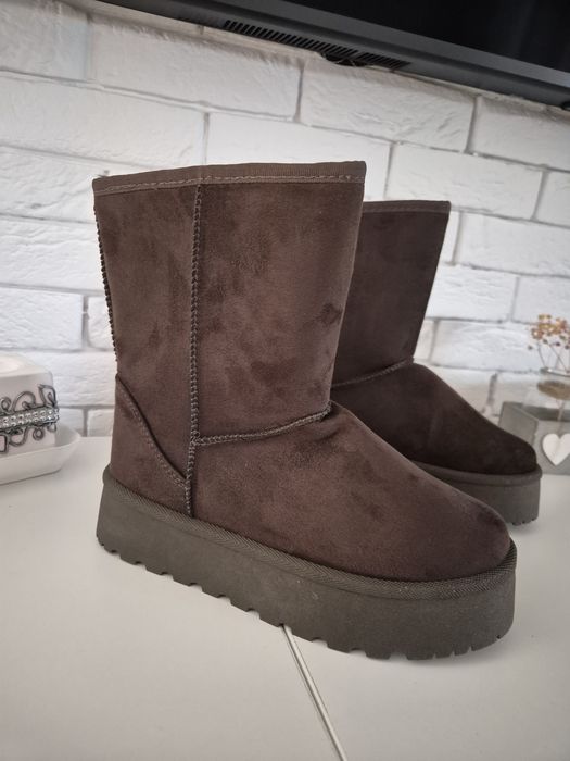 Buty emu śniegowce ocieplane futerkiem damskie czekoladowe 36-41