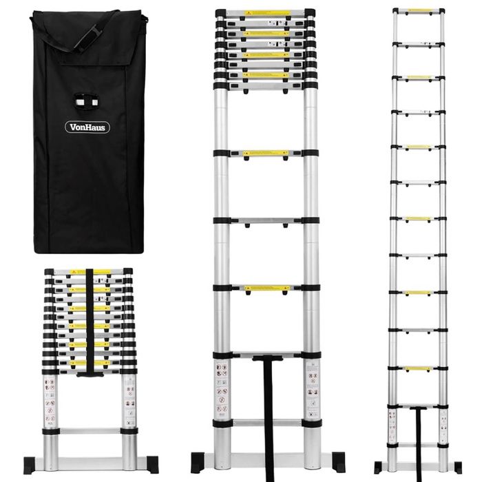 Drabina teleskopowa wys. 4.4 m + stabilizator + pokrowiec