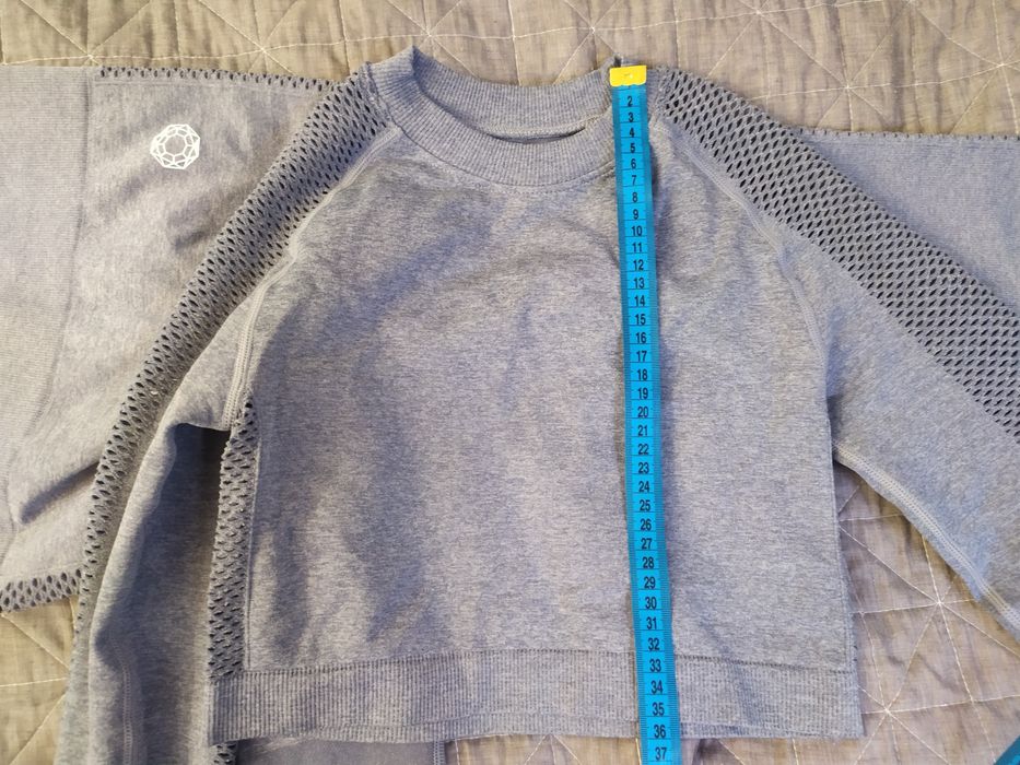 KOMPLET (legginsy+top) BEZSZWOWY Z SIATECZKĄ SZARY od MartiBikiniStore