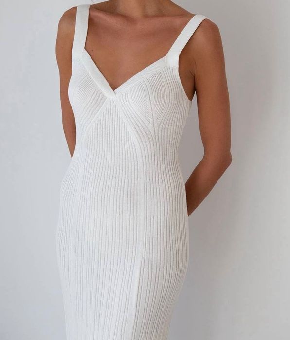 Плаття міді фактурне колір молоко