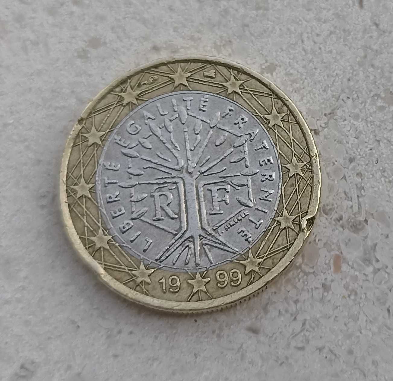 Moeda 1 euro França 1999 com defeito