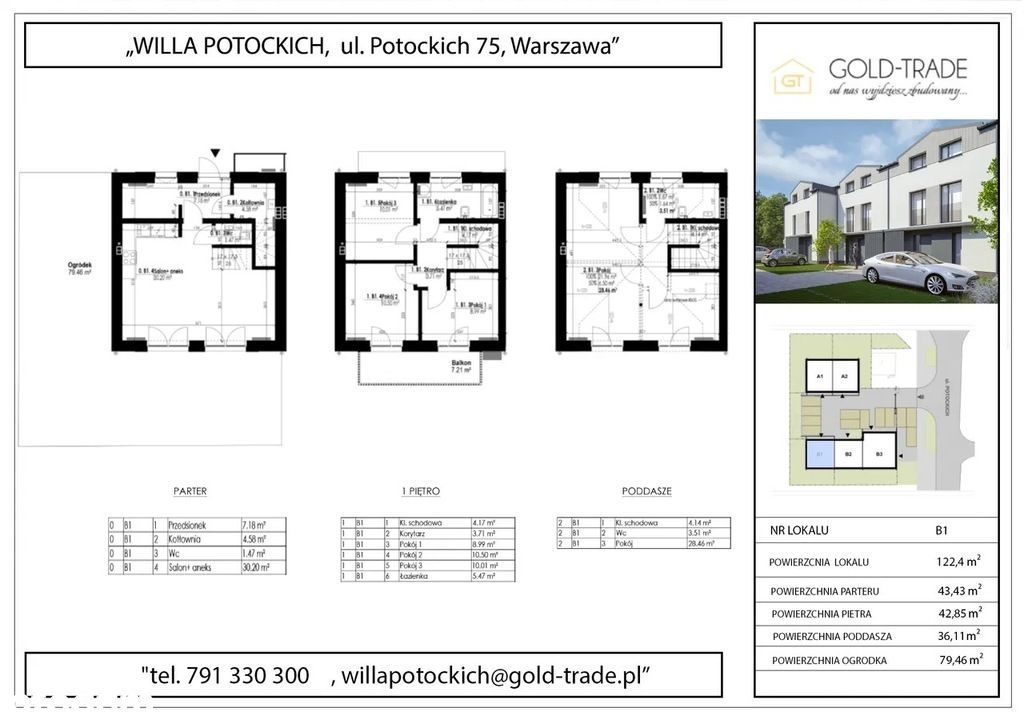 Nowy dom szeregowy Warszawa Wawer 122 m²
