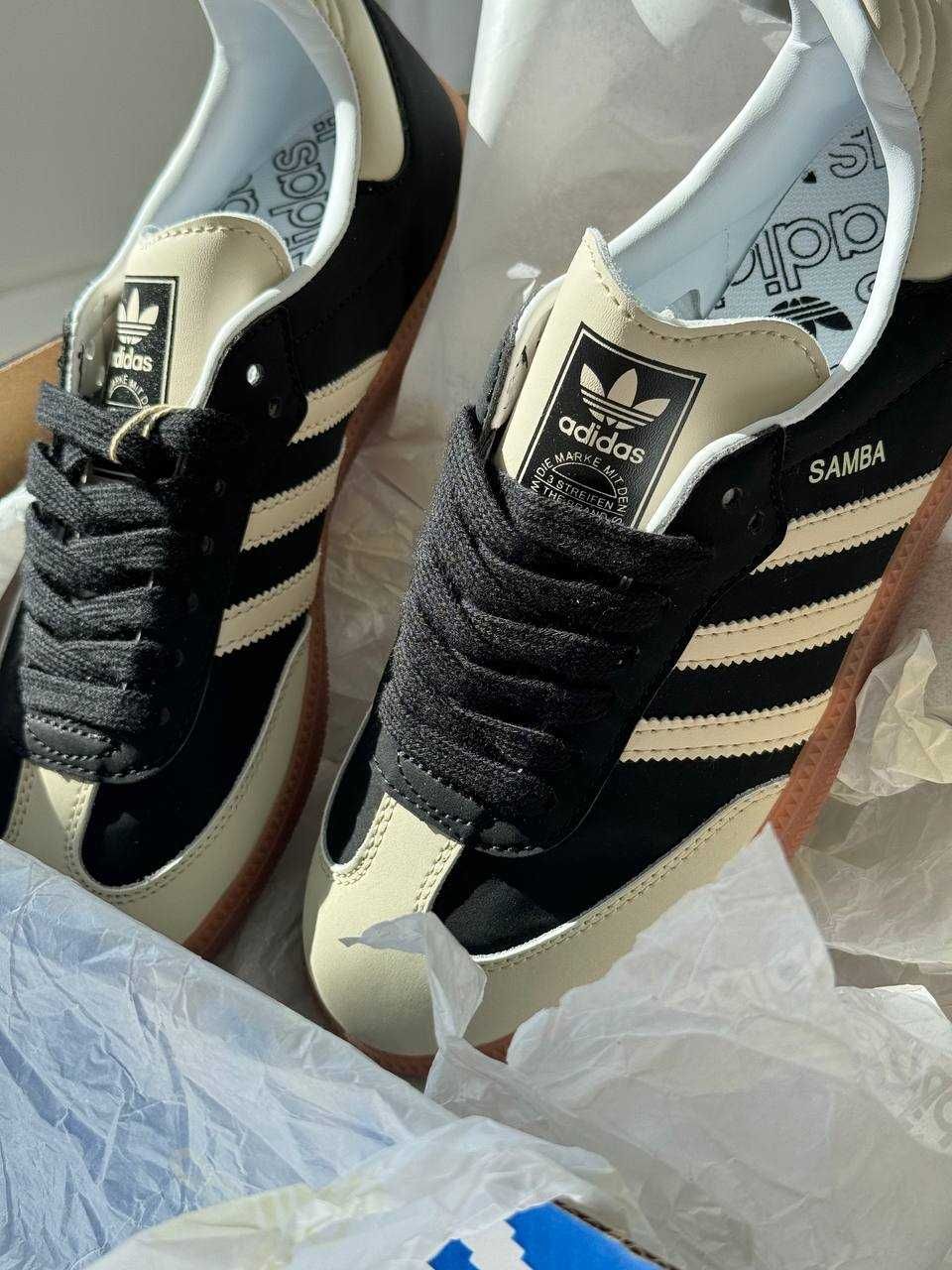 Жіночі кросівки Adidas Samba чорний з бежевим 0720 ТОПЧИК