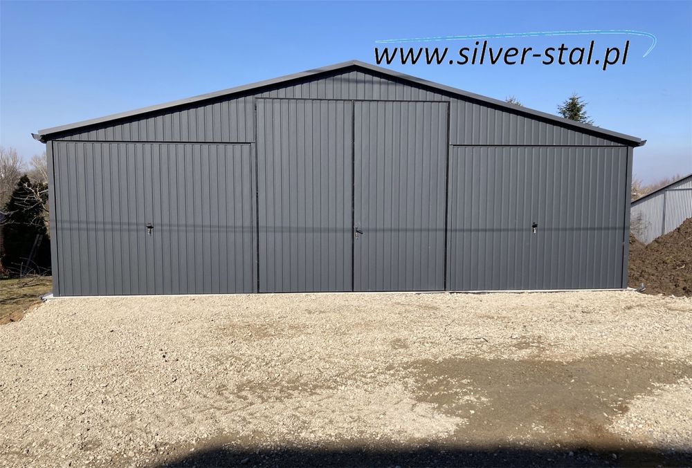 Garaż blaszany dwuspadowy 9x6 9x5 wiata blaszaki Silver-Stal