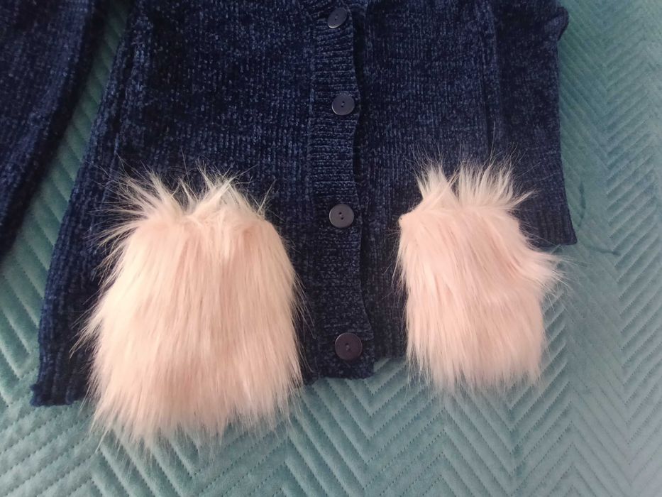 Sweter rozpinany z szenili r.146 ,elegancki, futerko Cool club Smyk