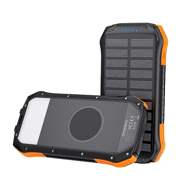Powerbank Choetech B658 solarny 10000mAh 2x USB-A - czarno-pomarańczow