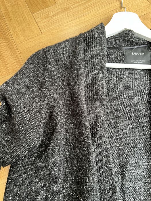 Kardigan sweter szary Zara S jesienny zimowy wełna y2k