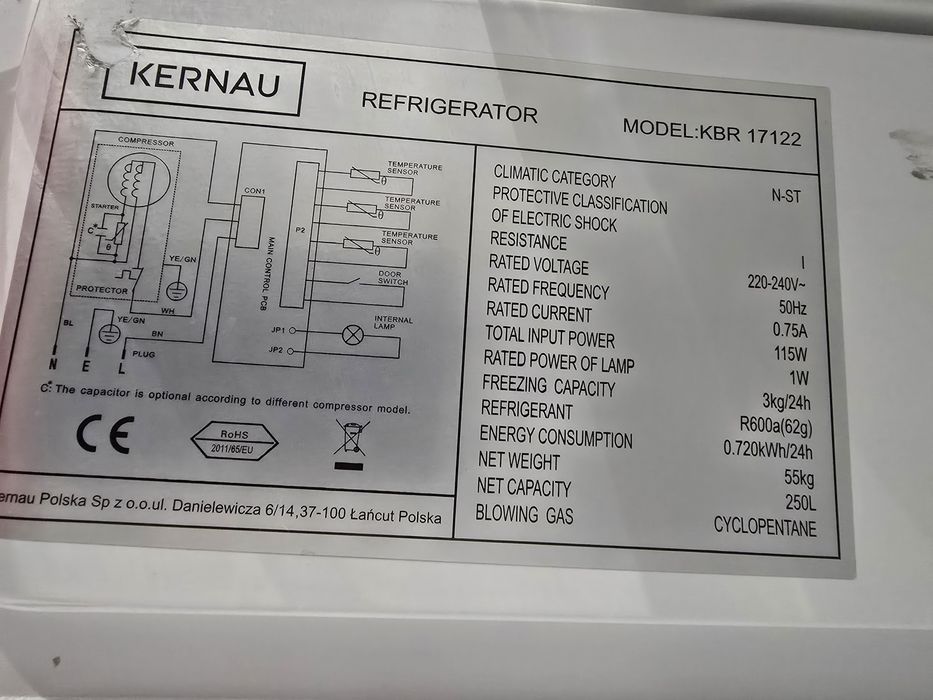 Lodówka zabudowana Kernau