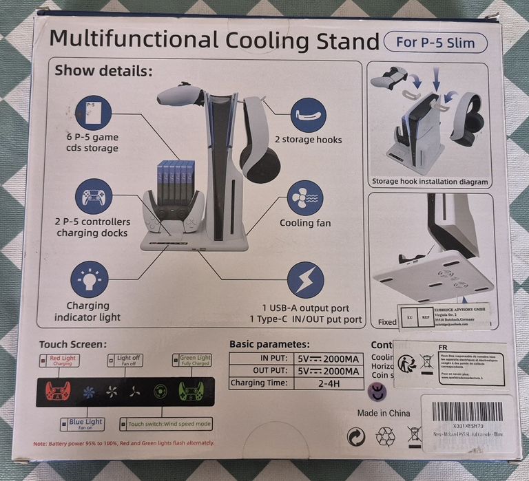Suporte Vertical PS5 com Refrigeração RGB, Carregador Duplo