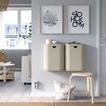 Ikea GÅRDSBUTIK Kosz plastikowy z pokrywką, szarobeżowy, 21 l