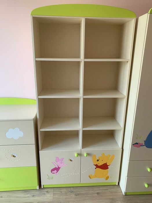 Komplet Meblik Kubuś Puchatek - szafa, regał, komoda i skrzynia