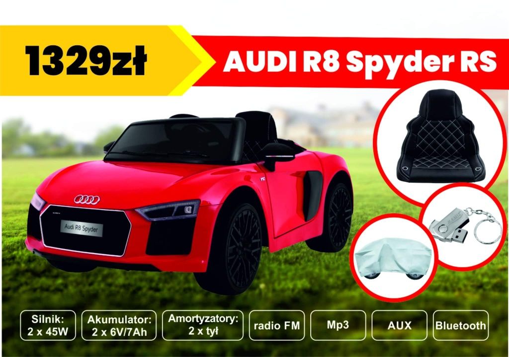 AUDI R8 Spyder RS EVA 2.4G 2 x 45W  Akumulator 2 x 6V/7Ah  SANDOMIERZ