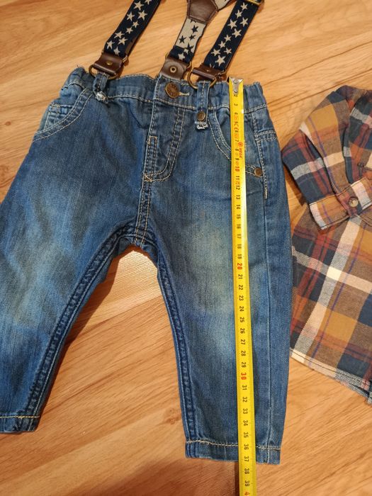 Spodnie na szelkach KappAhl 68, koszula body hm 68