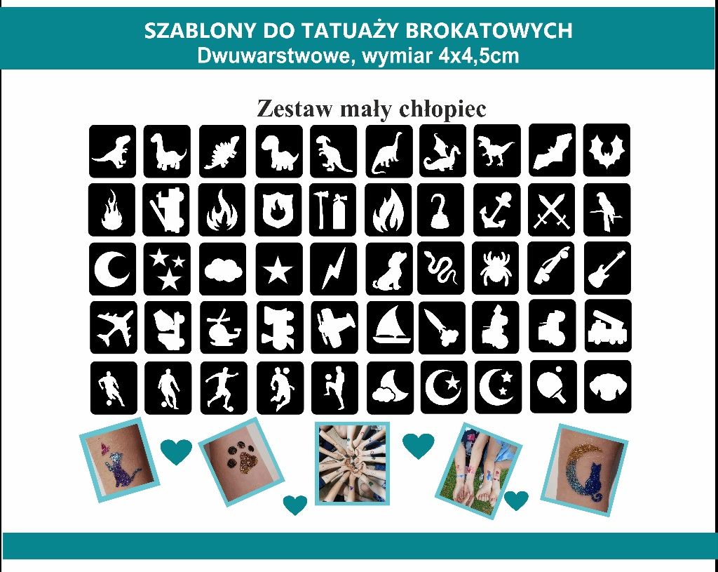 Szablony do tatuaży brokatowych, klej