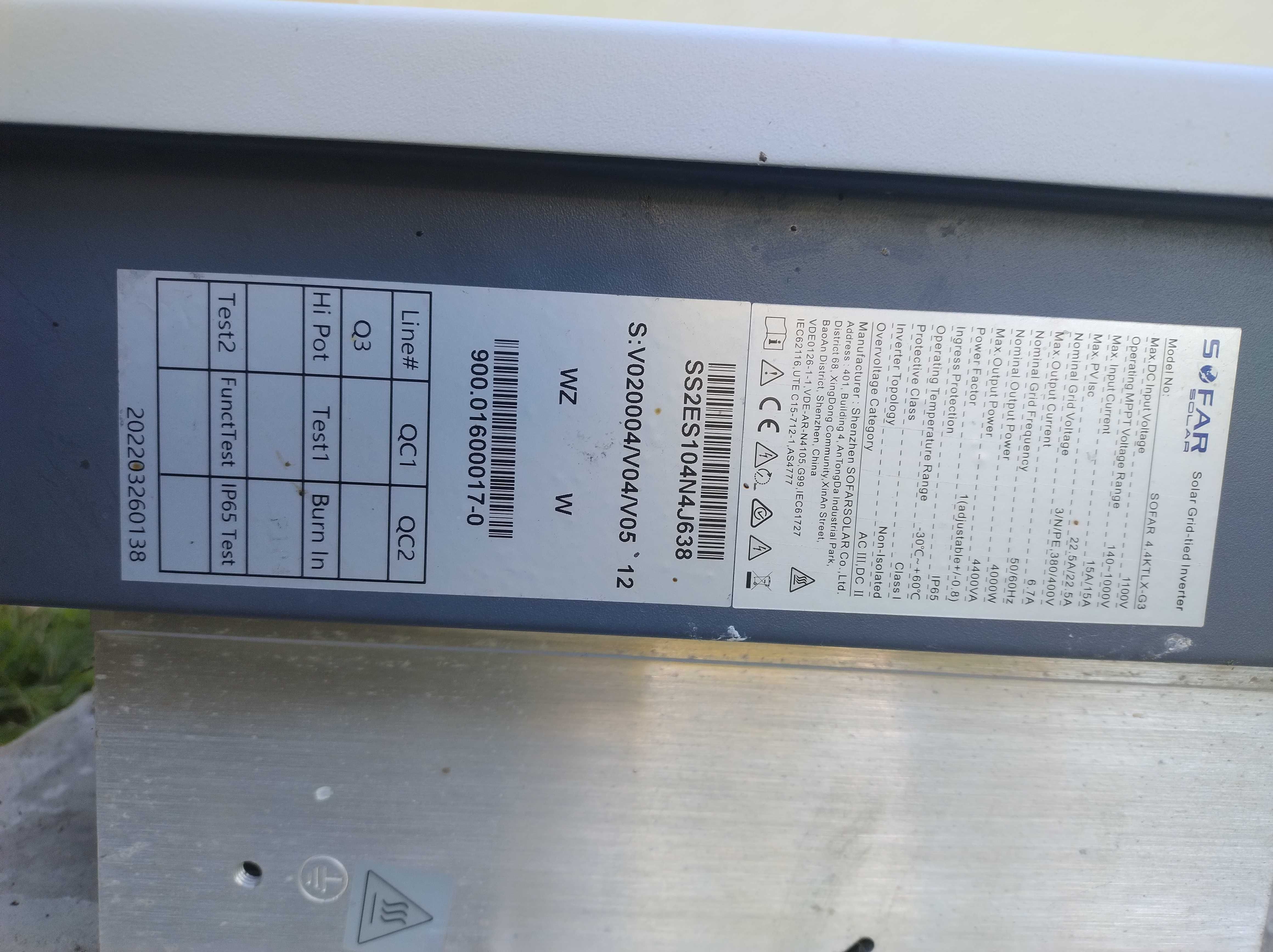 Inwerter falownik SOFAR 4.4 KTLX-G3 TRÓJFAZOWY